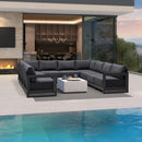 PURPLE LEAF Caesar U-Shaped Patio Conversation Set with Grey Cushion Pillows and Ottoman Couch for Patio Backyard