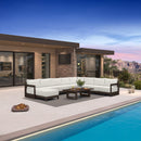 PURPLE LEAF Caesar U-Shaped Patio Conversation Set with Bronze Cushion Pillows and Ottoman Couch for Patio Backyard