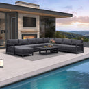 PURPLE LEAF Caesar U-Shaped Patio Conversation Set with Grey Cushion Pillows and Ottoman Couch for Patio Backyard