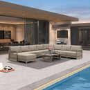 PURPLE LEAF Caesar U-Shaped Patio Conversation Set with Khaki Cushion Pillows and Ottoman Couch for Patio Backyard