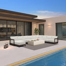 PURPLE LEAF Caesar U-Shaped Patio Conversation Set with Bronze Cushion Pillows and Ottoman Couch for Patio Backyard