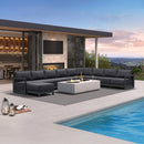 PURPLE LEAF Caesar U-Shaped Patio Conversation Set with Grey Cushion Pillows and Ottoman Couch for Patio Backyard