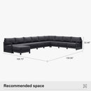 PURPLE LEAF Caesar U-Shaped Patio Conversation Set with Grey Cushion Pillows and Ottoman Couch for Patio Backyard