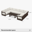 PURPLE LEAF Caesar U-Shaped Patio Conversation Set with Bronze Cushion Pillows and Ottoman Couch for Patio Backyard