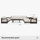 PURPLE LEAF Caesar Open-End Patio Conversation Set with Bronze Cushion Pillows and Ottoman for Modern Outdoor Deck