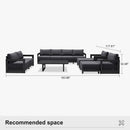 PURPLE LEAF Caesar Open-End Patio Conversation Set with Grey Cushion Pillows and Ottoman for Modern Outdoor Deck