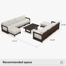 PURPLE LEAF Caesar L-shaped Patio Conversation Set with Bronze Cushion Pillows and Ottoman Couch for Backyard Porch