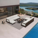 PURPLE LEAF Caesar L-shaped Patio Conversation Set with Bronze Cushion Pillows and Ottoman Couch for Backyard Porch