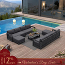 PURPLE LEAF Caesar L-shaped Patio Conversation Set with Grey Cushion Pillows and Ottoman Couch for Backyard Porch