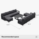 PURPLE LEAF Caesar L-shaped Patio Conversation Set with Grey Cushion Pillows and Ottoman Couch for Backyard Porch