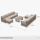 PURPLE LEAF Caesar L-shaped Patio Conversation Set with Khaki Cushion Pillows and Ottoman Couch for Backyard Porch