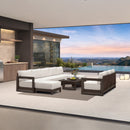 PURPLE LEAF Caesar Enclosed Patio Conversation Set with Bronze Cushion Pillows and Ottoman for Porch Garden