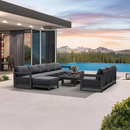 PURPLE LEAF Caesar Enclosed Patio Conversation Set with Grey Cushion Pillows and Ottoman for Porch Garden