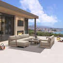 PURPLE LEAF Caesar Enclosed Patio Conversation Set with Khaki Cushion Pillows and Ottoman for Porch Garden