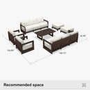 PURPLE LEAF Caesar Enclosed Patio Conversation Set with Bronze Cushion Pillows and Ottoman for Porch Garden