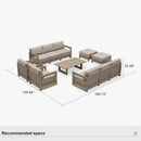 PURPLE LEAF Caesar Enclosed Patio Conversation Set with Khaki Cushion Pillows and Ottoman for Porch Garden