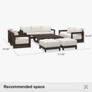 PURPLE LEAF Caesar Enclosed Patio Conversation Set with Bronze Cushion Pillows and Ottoman for Porch Garden