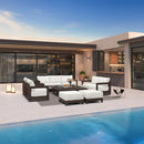 PURPLE LEAF Caesar Enclosed Patio Conversation Set with Bronze Cushion Pillows and Ottoman for Porch Garden