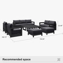 PURPLE LEAF Caesar Enclosed Patio Conversation Set with Grey Cushion Pillows and Ottoman for Porch Garden