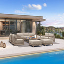 PURPLE LEAF Caesar Enclosed Patio Conversation Set with Khaki Cushion Pillows and Ottoman for Porch Garden