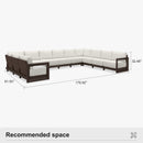 PURPLE LEAF Caesar U-Shaped Patio Conversation Set with Bronze Cushion Pillows and Ottoman Couch for Patio Backyard