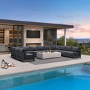 PURPLE LEAF Caesar U-Shaped Patio Conversation Set with Grey Cushion Pillows and Ottoman Couch for Patio Backyard