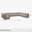 PURPLE LEAF Caesar U-Shaped Patio Conversation Set with Khaki Cushion Pillows and Ottoman Couch for Patio Backyard
