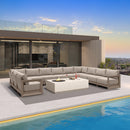 PURPLE LEAF Caesar U-Shaped Patio Conversation Set with Khaki Cushion Pillows and Ottoman Couch for Patio Backyard