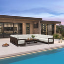 PURPLE LEAF Caesar U-Shaped Patio Conversation Set with Bronze Cushion Pillows and Ottoman Couch for Patio Backyard