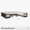 PURPLE LEAF Caesar U-Shaped Patio Conversation Set with Bronze Cushion Pillows and Ottoman Couch for Patio Backyard