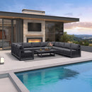 PURPLE LEAF Caesar U-Shaped Patio Conversation Set with Grey Cushion Pillows and Ottoman Couch for Patio Backyard