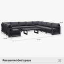 PURPLE LEAF Caesar U-Shaped Patio Conversation Set with Grey Cushion Pillows and Ottoman Couch for Patio Backyard