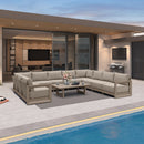 PURPLE LEAF Caesar U-Shaped Patio Conversation Set with Khaki Cushion Pillows and Ottoman Couch for Patio Backyard