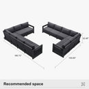 PURPLE LEAF Caesar L-shaped Patio Conversation Set with Grey Cushion Pillows and Ottoman Couch for Backyard Porch