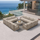 PURPLE LEAF Caesar L-shaped Patio Conversation Set with Khaki Cushion Pillows and Ottoman Couch for Backyard Porch