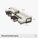 PURPLE LEAF Caesar L-shaped Patio Conversation Set with Bronze Cushion Pillows and Ottoman Couch for Backyard Porch