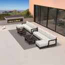 PURPLE LEAF Caesar L-shaped Patio Conversation Set with Bronze Cushion Pillows and Ottoman Couch for Backyard Porch