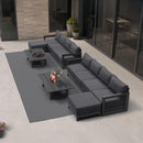 PURPLE LEAF Caesar L-shaped Patio Conversation Set with Grey Cushion Pillows and Ottoman Couch for Backyard Porch