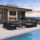 PURPLE LEAF Caesar Enclosed Patio Conversation Set with Grey Cushion Pillows and Ottoman for Porch Garden