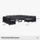 PURPLE LEAF Caesar Enclosed Patio Conversation Set with Grey Cushion Pillows and Ottoman for Porch Garden