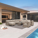 PURPLE LEAF Caesar Enclosed Patio Conversation Set with Khaki Cushion Pillows and Ottoman for Porch Garden