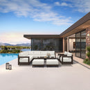 PURPLE LEAF Caesar Enclosed Patio Conversation Set with Bronze Cushion Pillows and Ottoman for Porch Garden