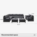PURPLE LEAF Caesar Enclosed Patio Conversation Set with Grey Cushion Pillows and Ottoman for Porch Garden