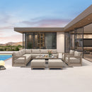 PURPLE LEAF Caesar Enclosed Patio Conversation Set with Khaki Cushion Pillows and Ottoman for Porch Garden