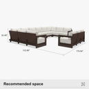 PURPLE LEAF Caesar Enclosed Patio Conversation Set with Bronze Cushion Pillows and Ottoman for Porch Garden