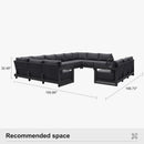 PURPLE LEAF Caesar Enclosed Patio Conversation Set with Grey Cushion Pillows and Ottoman for Porch Garden