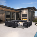 PURPLE LEAF Caesar Enclosed Patio Conversation Set with Grey Cushion Pillows and Ottoman for Porch Garden