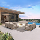 PURPLE LEAF Caesar Enclosed Patio Conversation Set with Khaki Cushion Pillows and Ottoman for Porch Garden