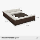 PURPLE LEAF Caesar U-Shaped Patio Conversation Set with Bronze Cushion Pillows and Ottoman Couch for Patio Backyard