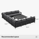 PURPLE LEAF Caesar U-Shaped Patio Conversation Set with Grey Cushion Pillows and Ottoman Couch for Patio Backyard